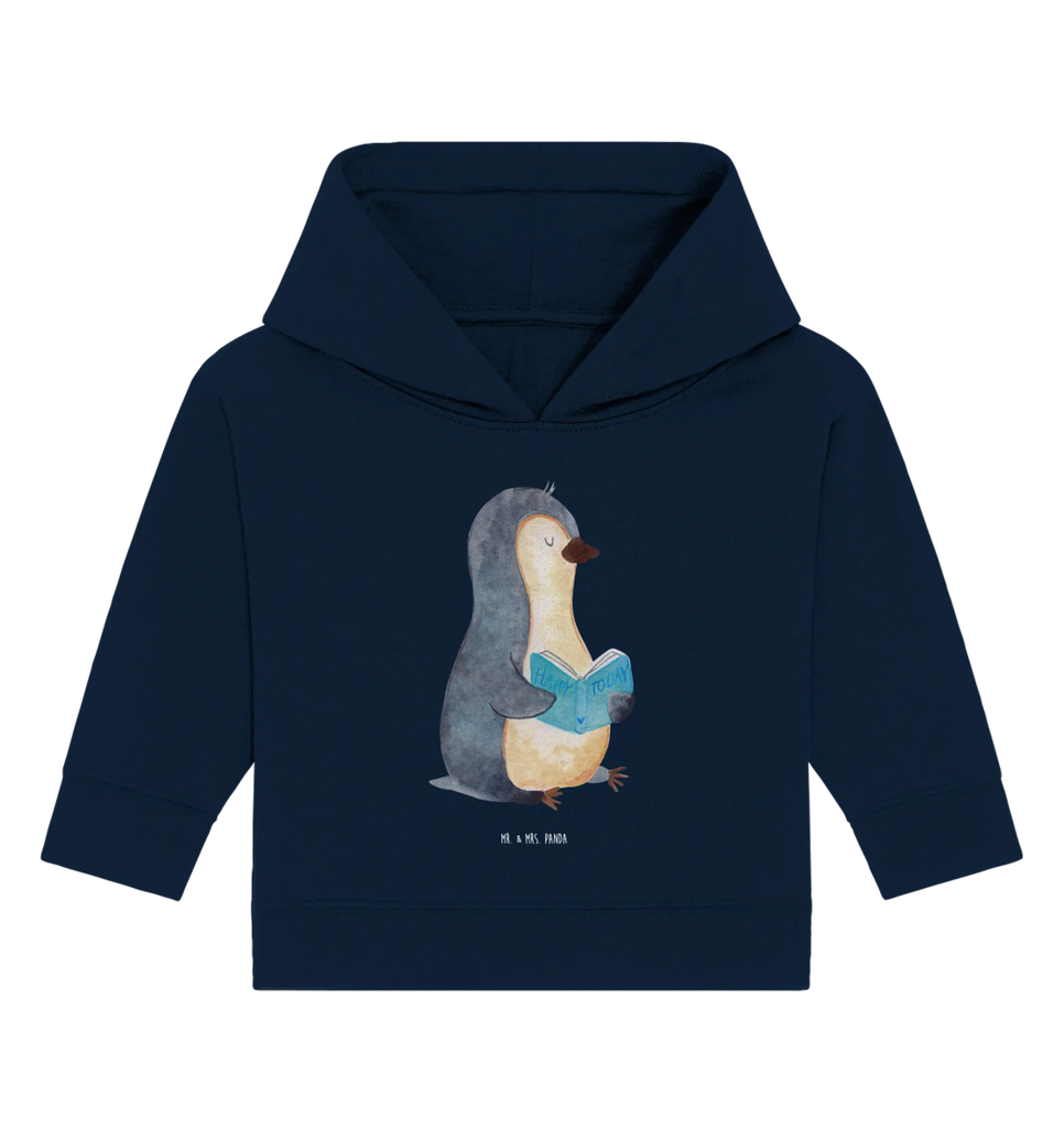 Organic Baby Hoodie Pinguin Buch Baby Kapuzenshirt, Baby Kapuzensweatshirt, Baby Hoodie, Baby Pullover, Pinguin, Pinguine, Buch, Lesen, Bücherwurm, Nichtstun, Faulenzen, Ferien, Urlaub, Freizeit