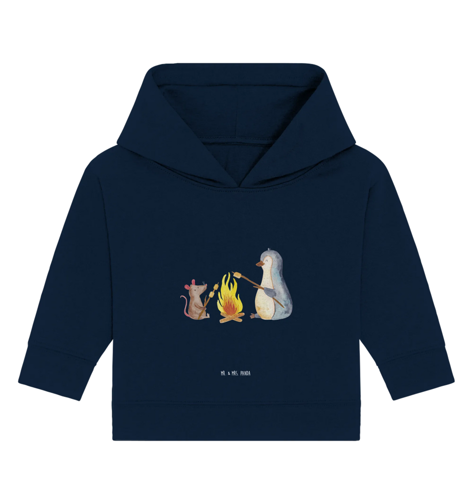 Organic Baby Hoodie Pinguin Lagerfeuer Baby Kapuzenshirt, Baby Kapuzensweatshirt, Baby Hoodie, Baby Pullover, Pinguin, Maus, Pinguine, Lagerfeuer, Leben, Arbeit, Job, Motivation, Büro, Büroalltag, Lebensspruch, Lebensmotivation, Neustart, Liebe, grillen, Feuer, Marshmallows