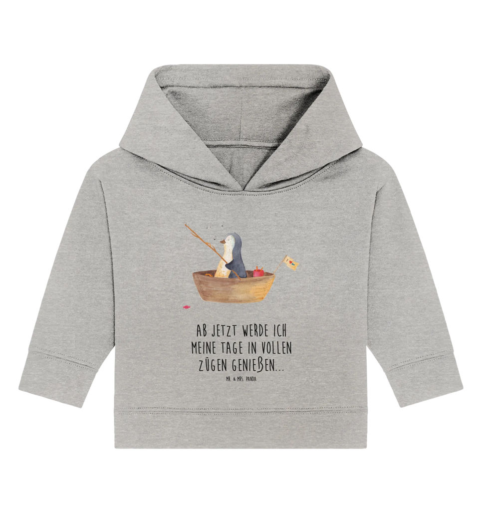 Organic Baby Hoodie Pinguin Angelboot Baby Kapuzenshirt, Baby Kapuzensweatshirt, Baby Hoodie, Baby Pullover, Pinguin, Pinguine, Angeln, Boot, Angelboot, Lebenslust, Leben, genießen, Motivation, Neustart, Neuanfang, Trennung, Scheidung, Geschenkidee Liebeskummer