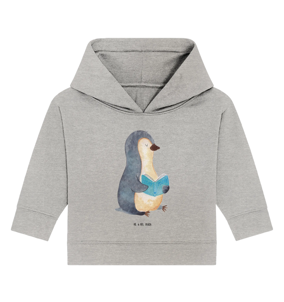 Organic Baby Hoodie Pinguin Buch Baby Kapuzenshirt, Baby Kapuzensweatshirt, Baby Hoodie, Baby Pullover, Pinguin, Pinguine, Buch, Lesen, Bücherwurm, Nichtstun, Faulenzen, Ferien, Urlaub, Freizeit