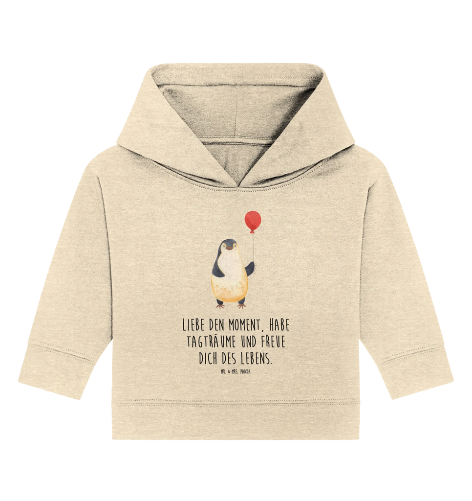 Organic Baby Hoodie Pinguin Luftballon Baby Kapuzenshirt, Baby Kapuzensweatshirt, Baby Hoodie, Baby Pullover, Pinguin, Pinguine, Luftballon, Tagträume, Lebenslust, Geschenk Freundin, Geschenkidee, beste Freundin, Motivation, Neustart, neues Leben, Liebe, Glück