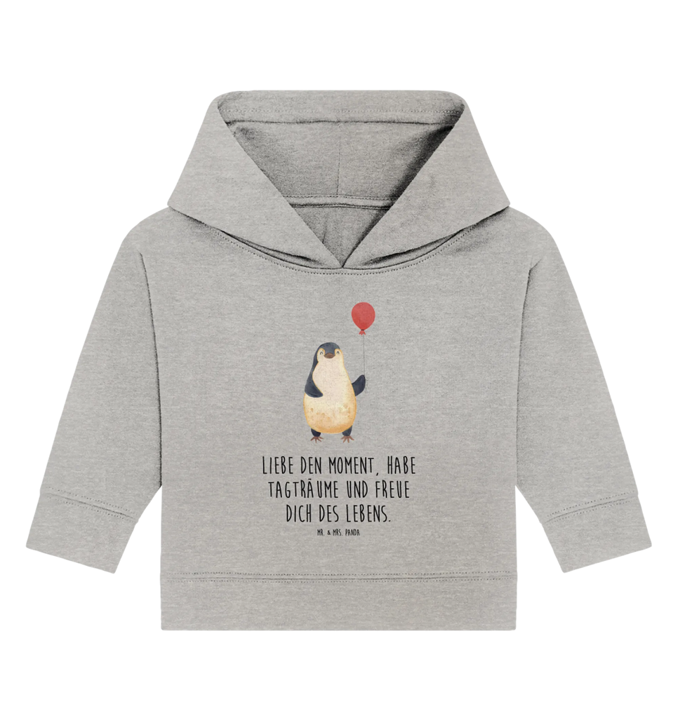 Organic Baby Hoodie Pinguin Luftballon Baby Kapuzenshirt, Baby Kapuzensweatshirt, Baby Hoodie, Baby Pullover, Pinguin, Pinguine, Luftballon, Tagträume, Lebenslust, Geschenk Freundin, Geschenkidee, beste Freundin, Motivation, Neustart, neues Leben, Liebe, Glück