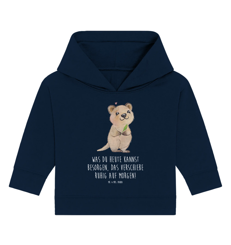 Organic Baby Hoodie Quokka Happy Baby Kapuzenshirt, Baby Kapuzensweatshirt, Baby Hoodie, Baby Pullover, Tiermotive, Gute Laune, lustige Sprüche, Tiere, Quokka, Verschieben, Aufschieberitis, Lustiger Spruch, Niedliches Tier, Dinge erledigen