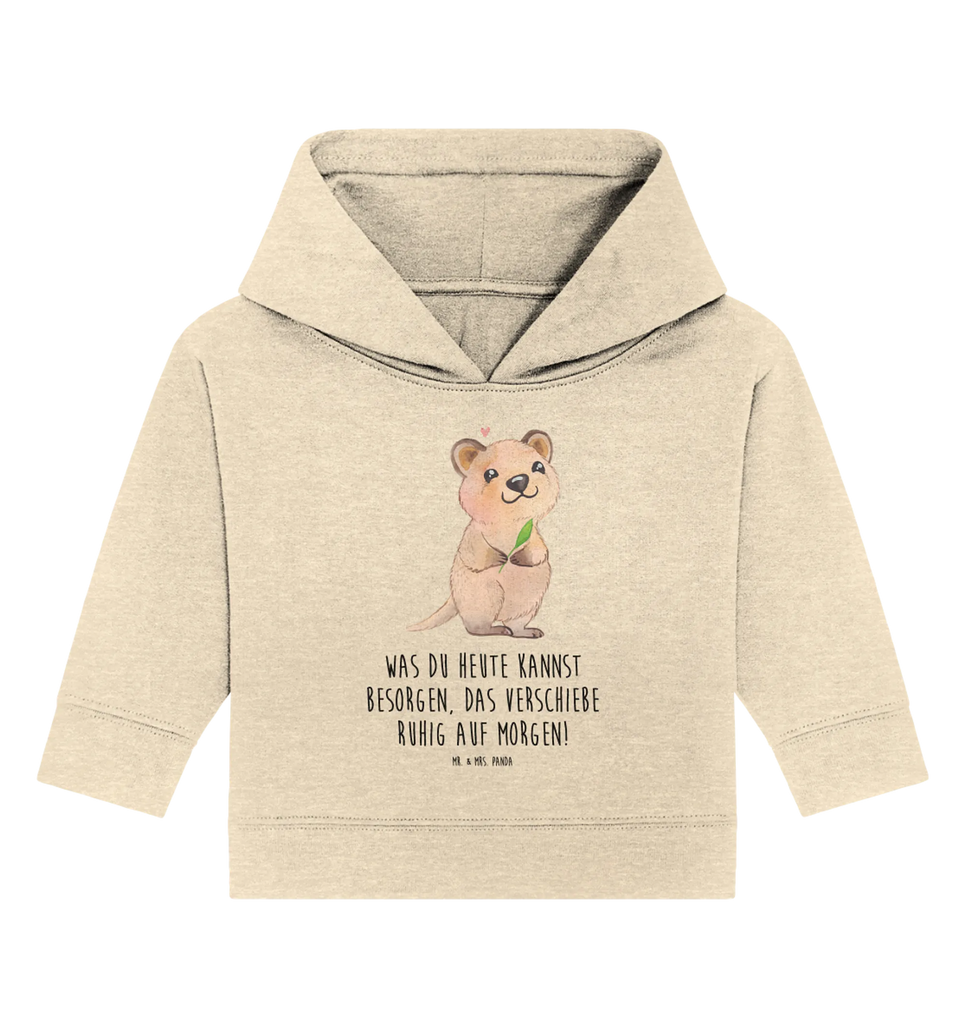 Organic Baby Hoodie Quokka Happy Baby Kapuzenshirt, Baby Kapuzensweatshirt, Baby Hoodie, Baby Pullover, Tiermotive, Gute Laune, lustige Sprüche, Tiere, Quokka, Verschieben, Aufschieberitis, Lustiger Spruch, Niedliches Tier, Dinge erledigen