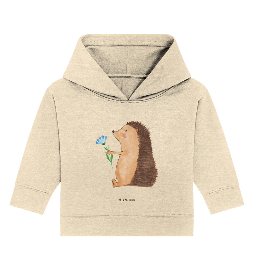 Organic Baby Hoodie Igel Blumen Baby Kapuzenshirt, Baby Kapuzensweatshirt, Baby Hoodie, Baby Pullover, Tiermotive, Gute Laune, lustige Sprüche, Tiere, Igel, Gute Besserung, Genesungswünsche, Krankheit, Krankenhaus, krank, Besuch