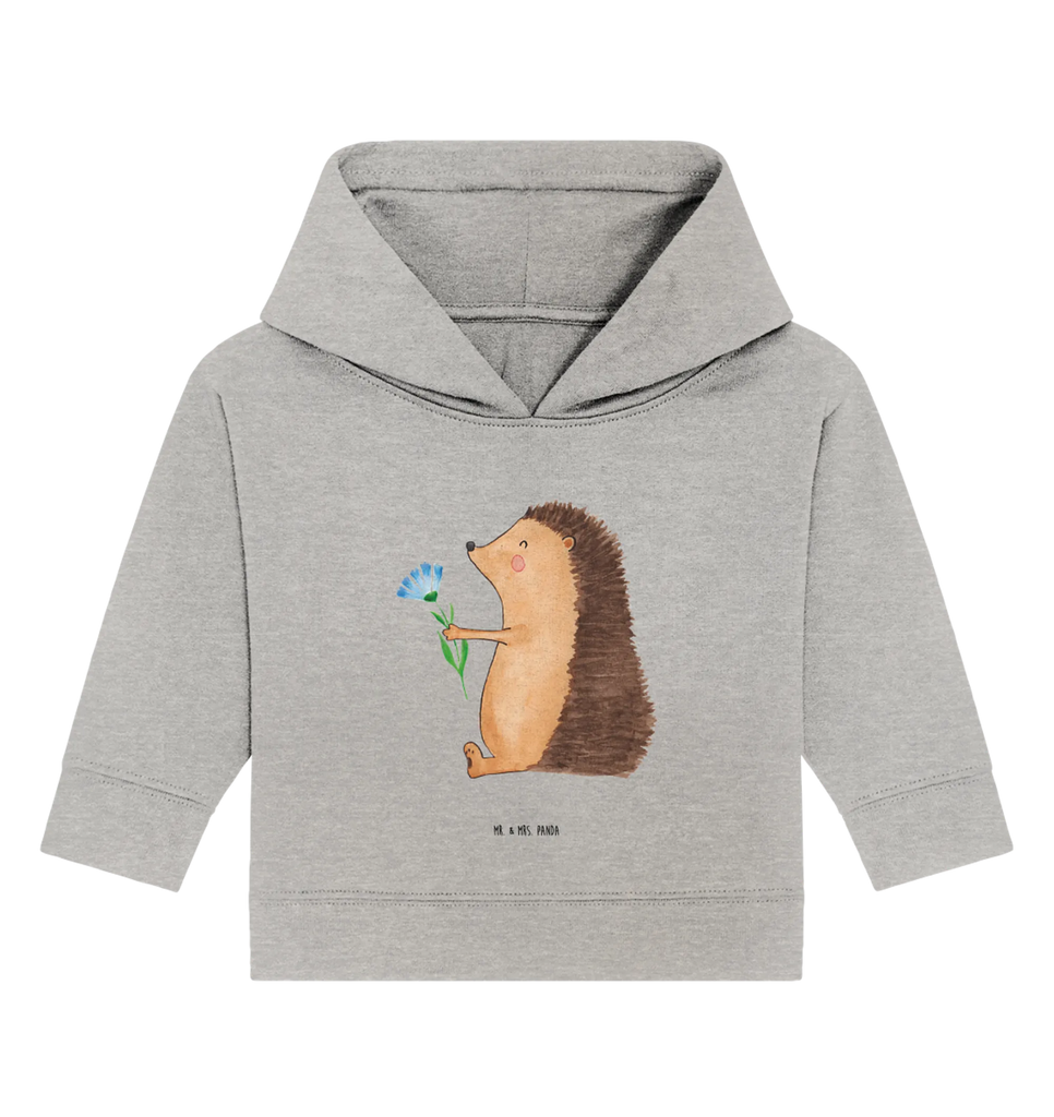 Organic Baby Hoodie Igel Blumen Baby Kapuzenshirt, Baby Kapuzensweatshirt, Baby Hoodie, Baby Pullover, Tiermotive, Gute Laune, lustige Sprüche, Tiere, Igel, Gute Besserung, Genesungswünsche, Krankheit, Krankenhaus, krank, Besuch