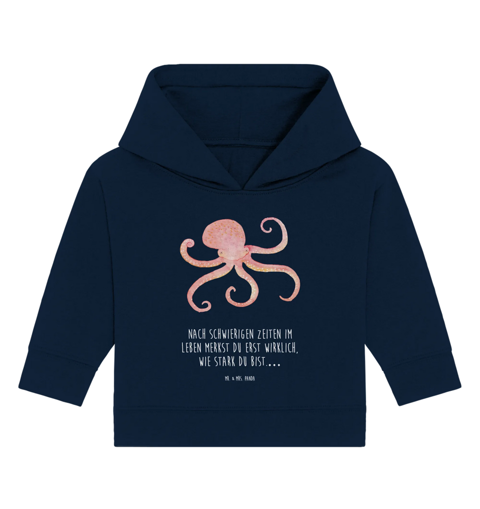 Organic Baby Hoodie Tintenfisch Baby Kapuzenshirt, Baby Kapuzensweatshirt, Baby Hoodie, Baby Pullover, Tiermotive, Gute Laune, lustige Sprüche, Tiere, Meer, Meerestier, Krake, Tintenfisch, Arme, Wasser, Ozean