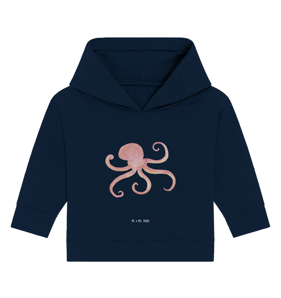 Organic Baby Hoodie Tintenfisch Baby Kapuzenshirt, Baby Kapuzensweatshirt, Baby Hoodie, Baby Pullover, Tiermotive, Gute Laune, lustige Sprüche, Tiere, Meer, Meerestier, Krake, Tintenfisch, Arme, Wasser, Ozean