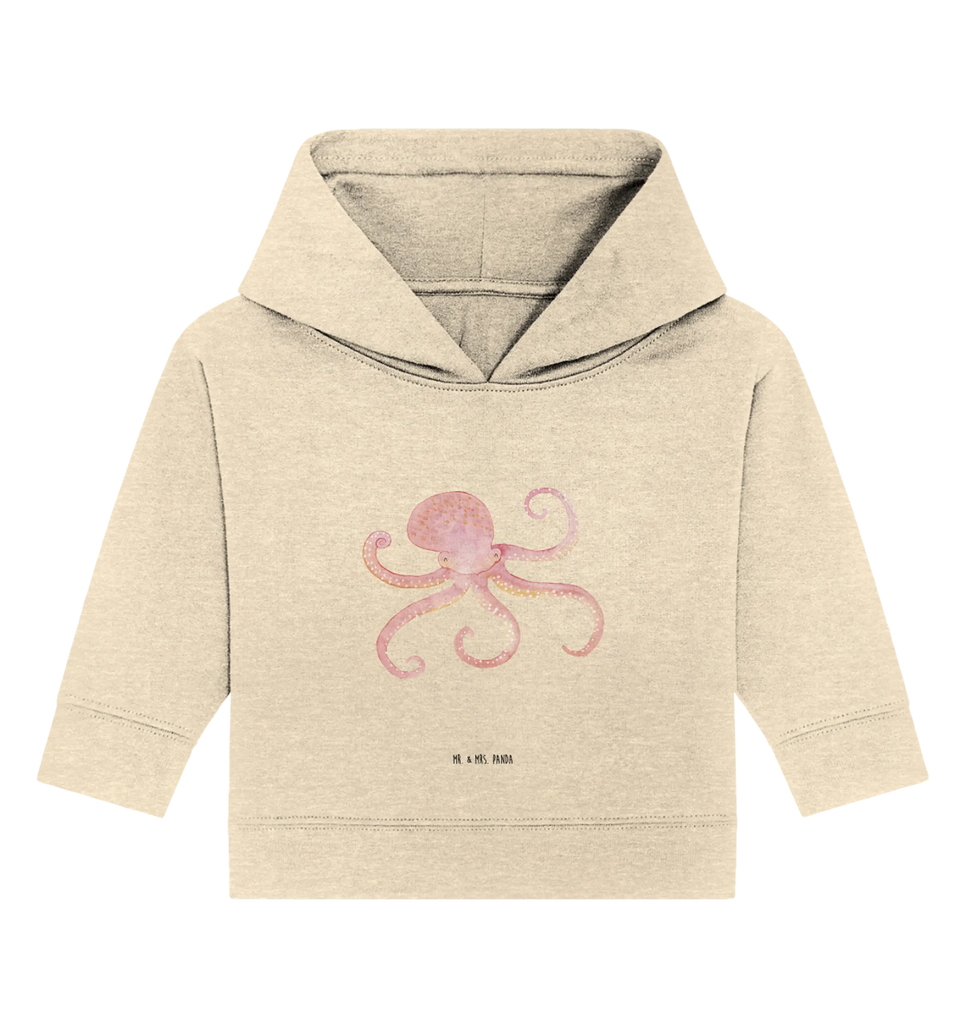 Organic Baby Hoodie Tintenfisch Baby Kapuzenshirt, Baby Kapuzensweatshirt, Baby Hoodie, Baby Pullover, Tiermotive, Gute Laune, lustige Sprüche, Tiere, Meer, Meerestier, Krake, Tintenfisch, Arme, Wasser, Ozean