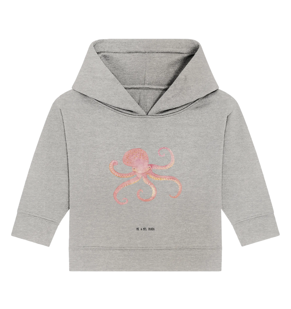 Organic Baby Hoodie Tintenfisch Baby Kapuzenshirt, Baby Kapuzensweatshirt, Baby Hoodie, Baby Pullover, Tiermotive, Gute Laune, lustige Sprüche, Tiere, Meer, Meerestier, Krake, Tintenfisch, Arme, Wasser, Ozean