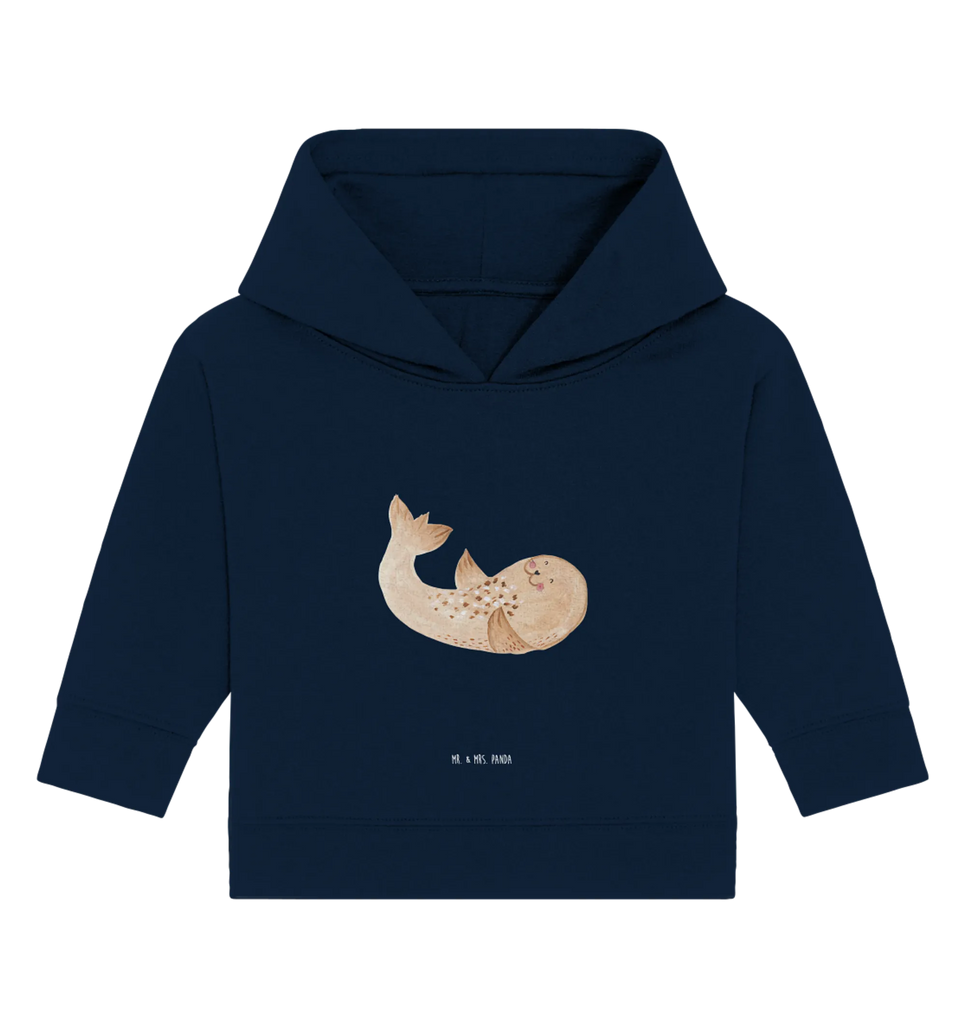 Organic Baby Hoodie Robbe Liegen Baby Kapuzenshirt, Baby Kapuzensweatshirt, Baby Hoodie, Baby Pullover, Tiermotive, Gute Laune, lustige Sprüche, Tiere, Robbe, Robben, Seehund, Strand, Meerestier, Ostsee, Nordsee, Lachen, Freude