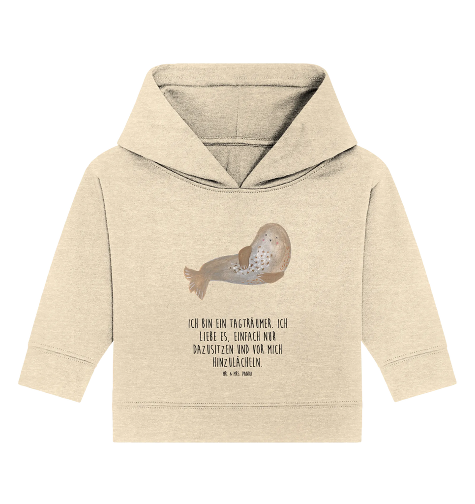 Organic Baby Hoodie Robbe Lachen Baby Kapuzenshirt, Baby Kapuzensweatshirt, Baby Hoodie, Baby Pullover, Tiermotive, Gute Laune, lustige Sprüche, Tiere, Robbe, Robben, Seehund, Strand, Meerestier, Ostsee, Nordsee