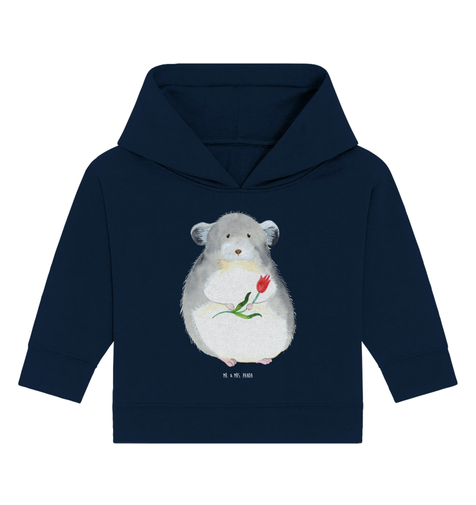 Organic Baby Hoodie Chinchilla Blume Baby Kapuzenshirt, Baby Kapuzensweatshirt, Baby Hoodie, Baby Pullover, Tiermotive, Gute Laune, lustige Sprüche, Tiere, Chinchilla, Chinchillas, Liebeskummer, Kummer, Depressionen, traurig sein, Chaos, Glücklichsein, Büro, Büroalltag