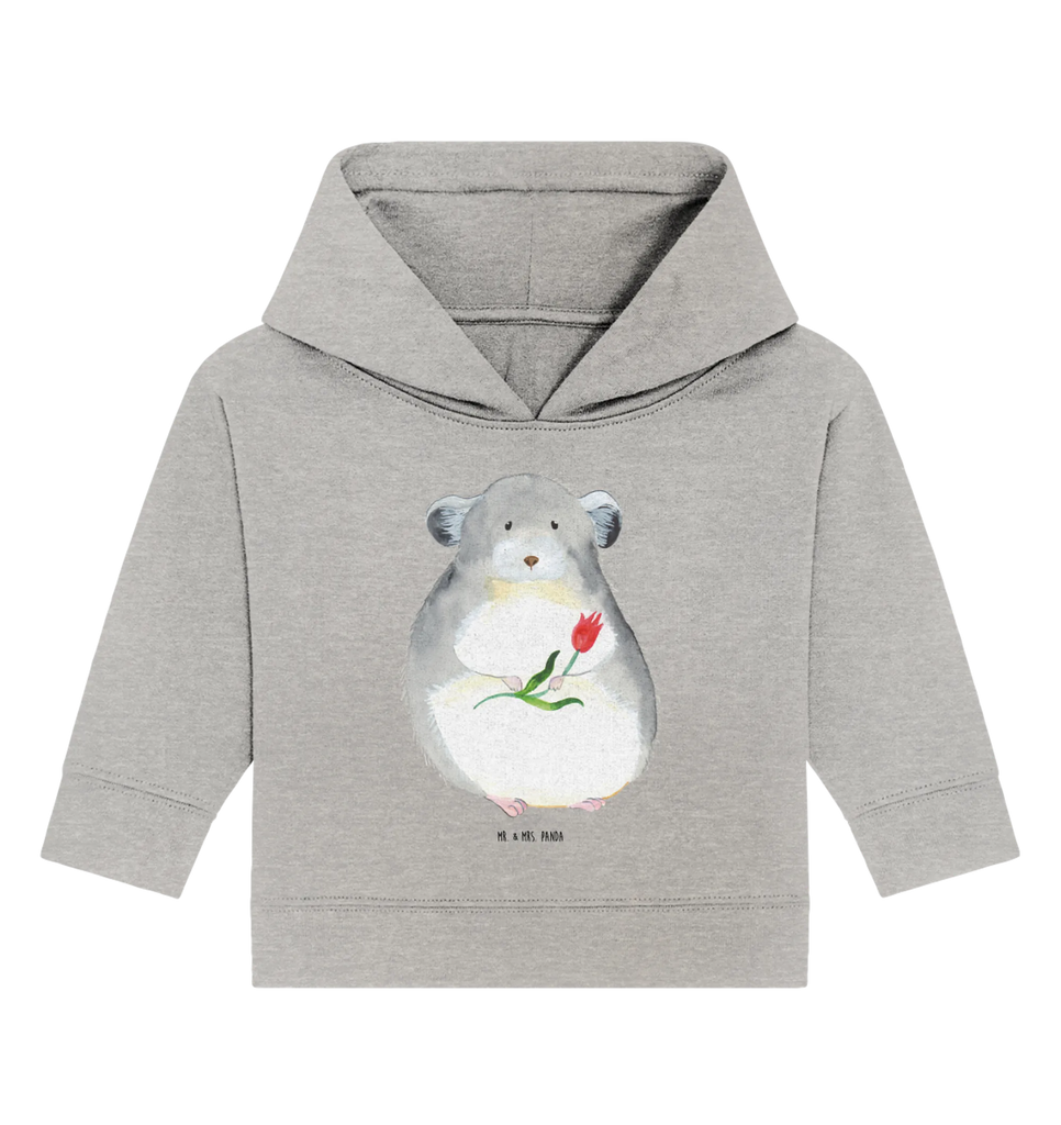 Organic Baby Hoodie Chinchilla Blume Baby Kapuzenshirt, Baby Kapuzensweatshirt, Baby Hoodie, Baby Pullover, Tiermotive, Gute Laune, lustige Sprüche, Tiere, Chinchilla, Chinchillas, Liebeskummer, Kummer, Depressionen, traurig sein, Chaos, Glücklichsein, Büro, Büroalltag