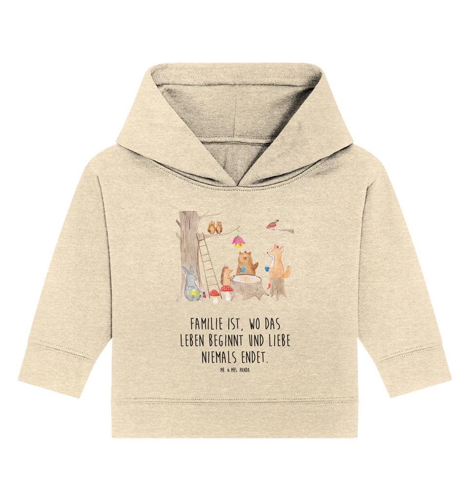 Organic Baby Hoodie Waldtiere Picknick Baby Kapuzenshirt, Baby Kapuzensweatshirt, Baby Hoodie, Baby Pullover, Tiermotive, Gute Laune, lustige Sprüche, Tiere, Waldtiere, Picknick, Wald, Fuchs, Hase, Igel, Maus, Eichhörnchen