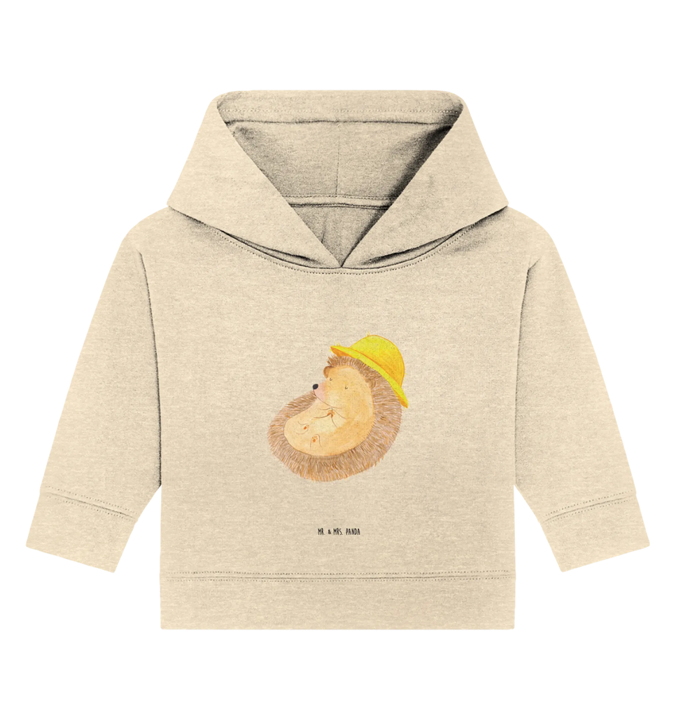 Organic Baby Hoodie Igel Beten Baby Kapuzenshirt, Baby Kapuzensweatshirt, Baby Hoodie, Baby Pullover, Tiermotive, Gute Laune, lustige Sprüche, Tiere, Igel, Igel mit Hut, Sonnenhut, Gott, Amen, beten, Leben, Dankbarkeit, Dankbar sein, dankbar, genießen