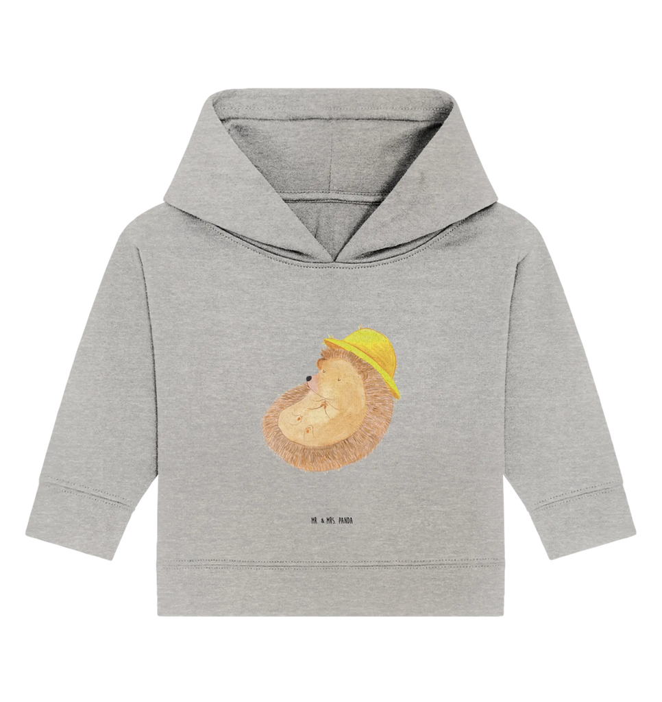 Organic Baby Hoodie Igel Beten Baby Kapuzenshirt, Baby Kapuzensweatshirt, Baby Hoodie, Baby Pullover, Tiermotive, Gute Laune, lustige Sprüche, Tiere, Igel, Igel mit Hut, Sonnenhut, Gott, Amen, beten, Leben, Dankbarkeit, Dankbar sein, dankbar, genießen