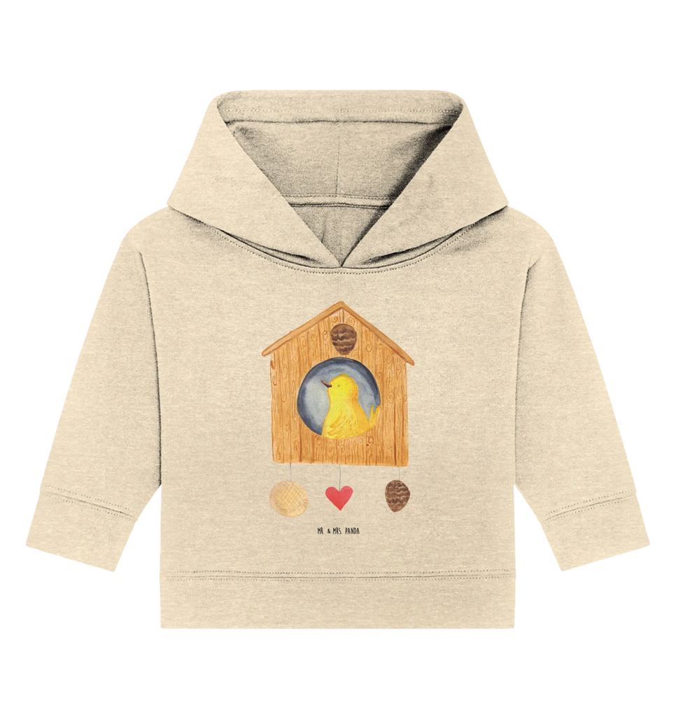 Organic Baby Hoodie Vogelhaus Home Baby Kapuzenshirt, Baby Kapuzensweatshirt, Baby Hoodie, Baby Pullover, Tiermotive, Gute Laune, lustige Sprüche, Tiere, Vogelhaus, Vogel, Home sweet Home, Einzug, Umzug, Geschenk, Einzugsgeschenk, Hausbau, Haus