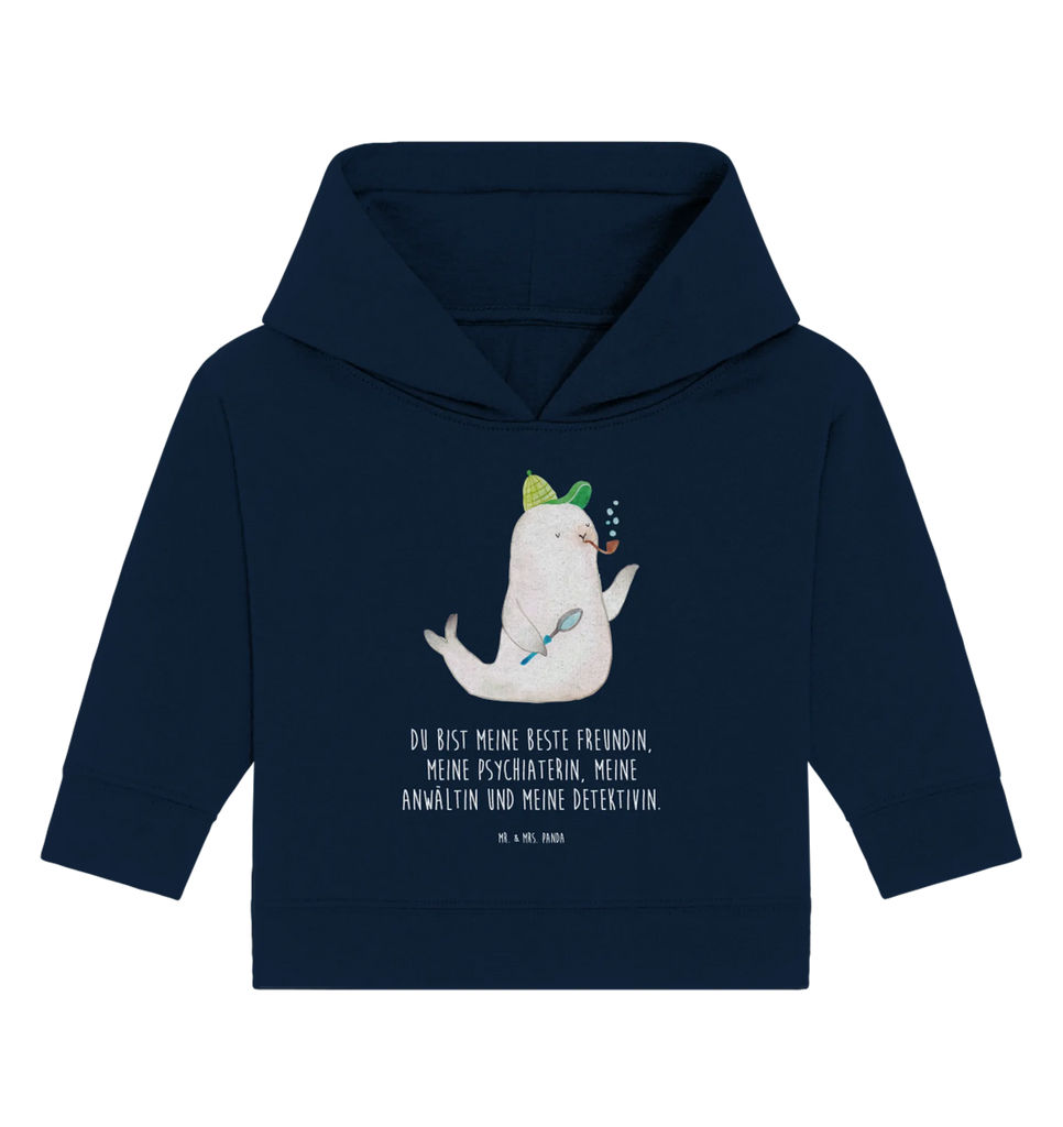 Organic Baby Hoodie Robbe Sherlock Baby Kapuzenshirt, Baby Kapuzensweatshirt, Baby Hoodie, Baby Pullover, Tiermotive, Gute Laune, lustige Sprüche, Tiere