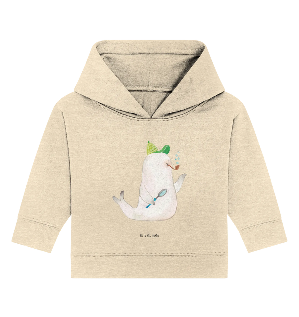 Organic Baby Hoodie Robbe Sherlock Baby Kapuzenshirt, Baby Kapuzensweatshirt, Baby Hoodie, Baby Pullover, Tiermotive, Gute Laune, lustige Sprüche, Tiere