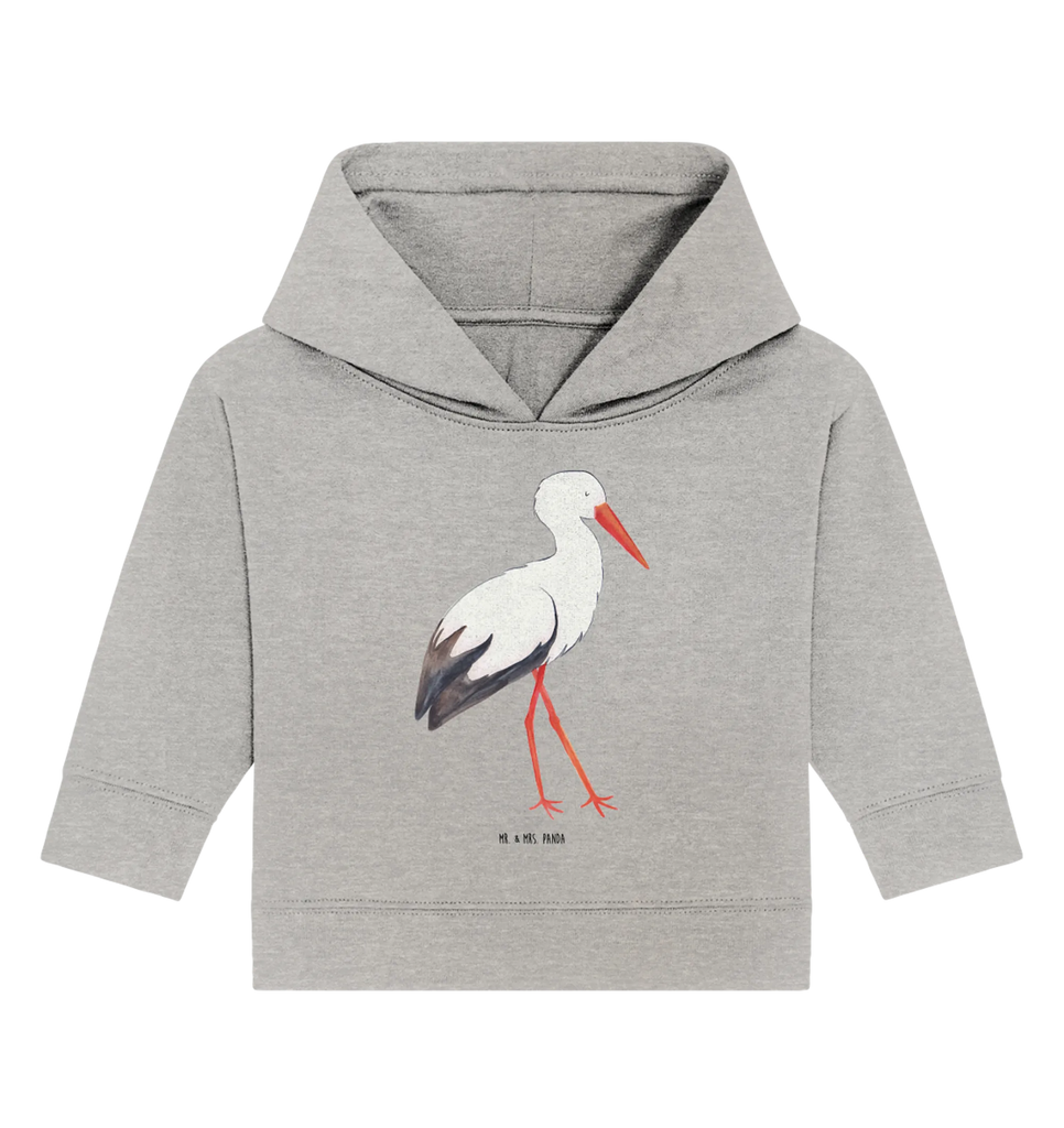 Organic Baby Hoodie Stork Baby Kapuzenshirt, Baby Kapuzensweatshirt, Baby Hoodie, Baby Pullover, Tiermotive, Gute Laune, lustige Sprüche, Tiere, Storch, Störche, Schwangerschaft, Geburt, Mutter, Mütter, Mutter werden, Schwanger, Babybauch, Baby