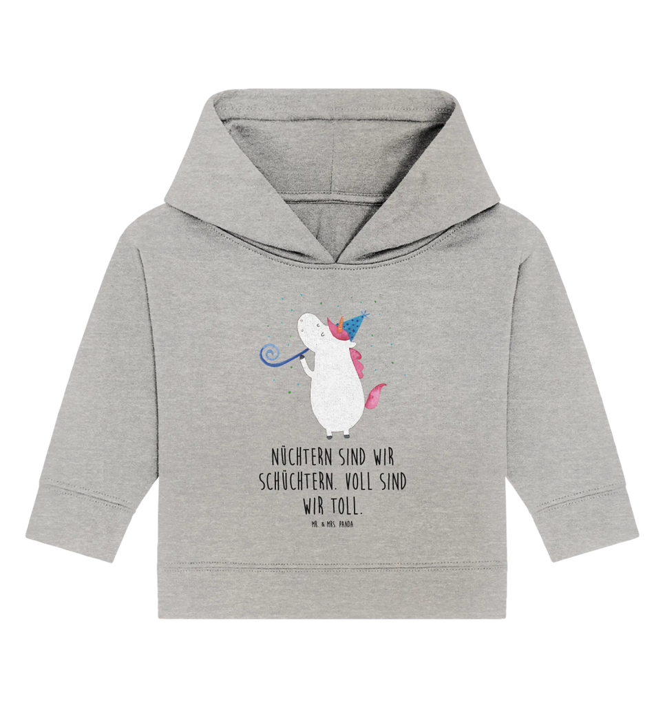 Organic Baby Hoodie Einhorn Party Baby Kapuzenshirt, Baby Kapuzensweatshirt, Baby Hoodie, Baby Pullover, Einhorn, Einhörner, Einhorn Deko, Pegasus, Unicorn, Glitzer, Konfetti, Party, Geburtstag, Feier, Fest, Alkohol, Disco, Club