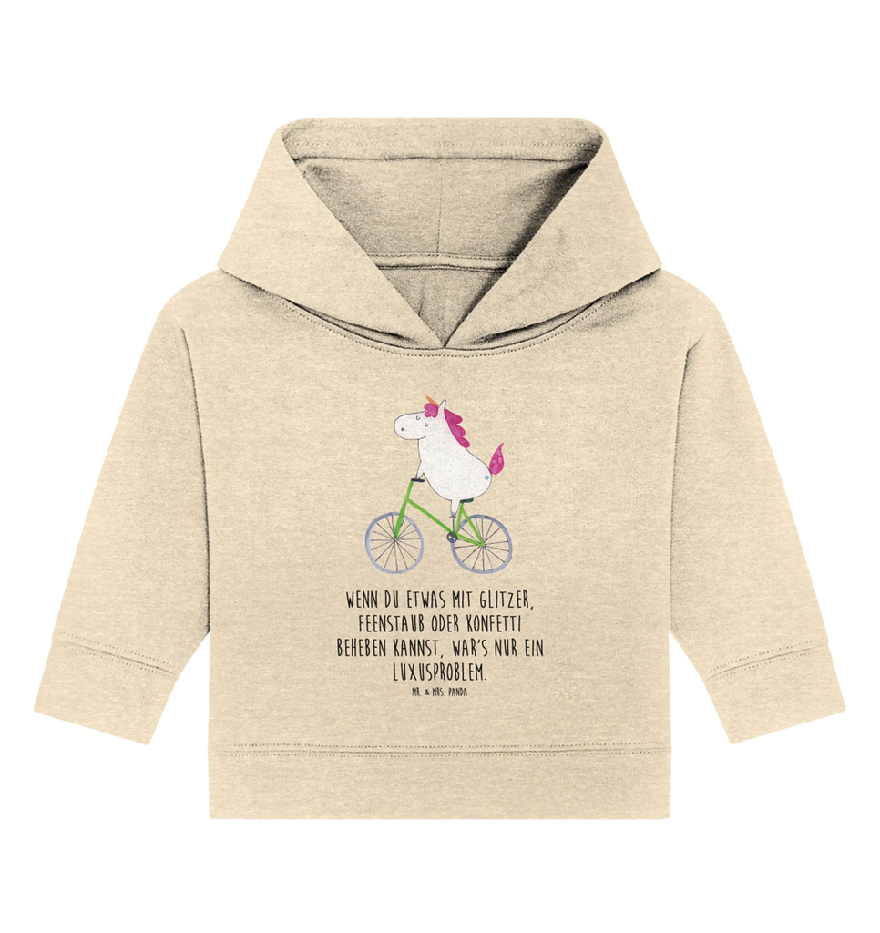 Organic Baby Hoodie Einhorn Radfahrer Baby Kapuzenshirt, Baby Kapuzensweatshirt, Baby Hoodie, Baby Pullover, Einhorn, Einhörner, Einhorn Deko, Pegasus, Unicorn, Radfahren, Radfahrer, Rad, Bike, Feenstaub, Konfetti, Luxusproblem, Kummer, Liebeskummer