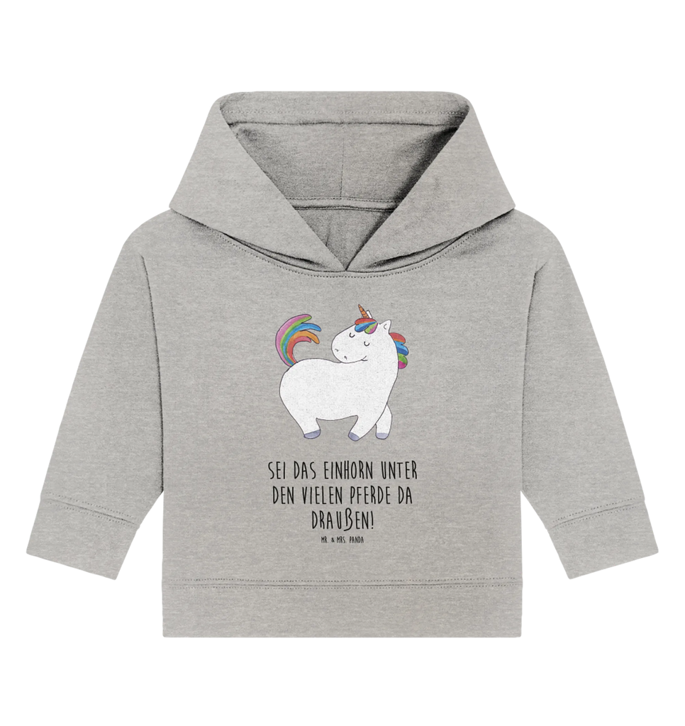 Organic Baby Hoodie Einhorn Stolzieren Baby Kapuzenshirt, Baby Kapuzensweatshirt, Baby Hoodie, Baby Pullover, Einhorn, Einhörner, Einhorn Deko, Pegasus, Unicorn, stolz, anders, bunt, Pferd, Reiter, Reiten, Freundin, Geschenk