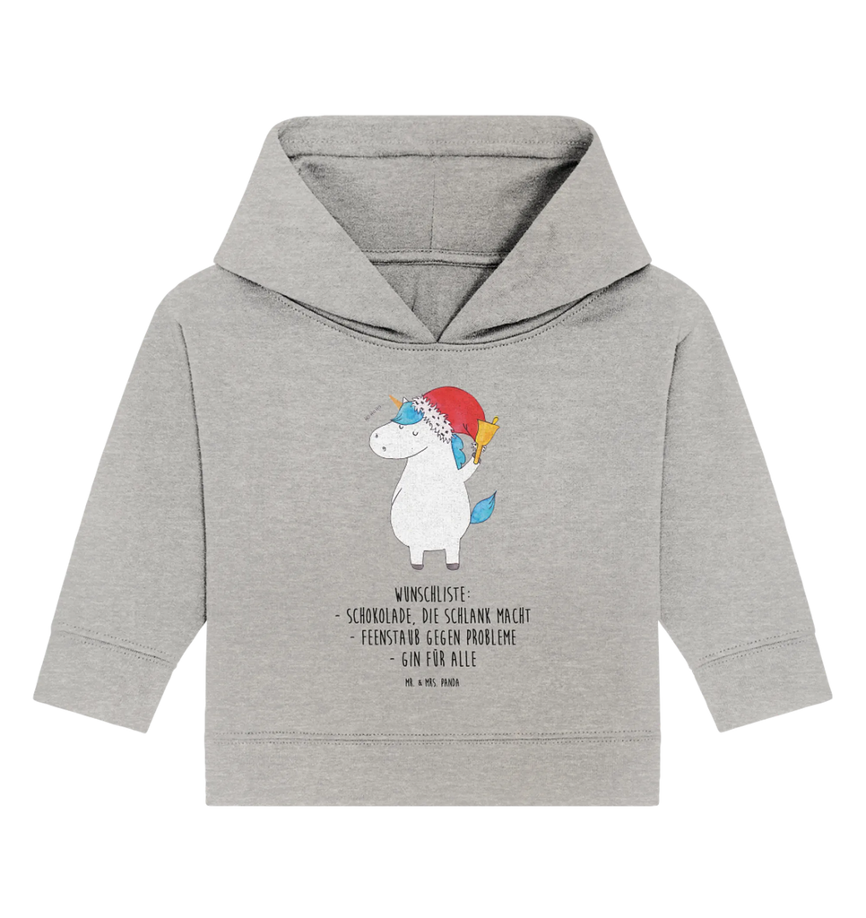 Organic Baby Hoodie Einhorn Weihnachtsmann Baby Kapuzenshirt, Baby Kapuzensweatshirt, Baby Hoodie, Baby Pullover, Einhorn, Einhörner, Einhorn Deko, Pegasus, Unicorn, Gin, Schokolade, Schoki, Weihnachten, Weihnachtsmann, Nikolaus, Wunschzettel, Wunschliste, Feenstaub