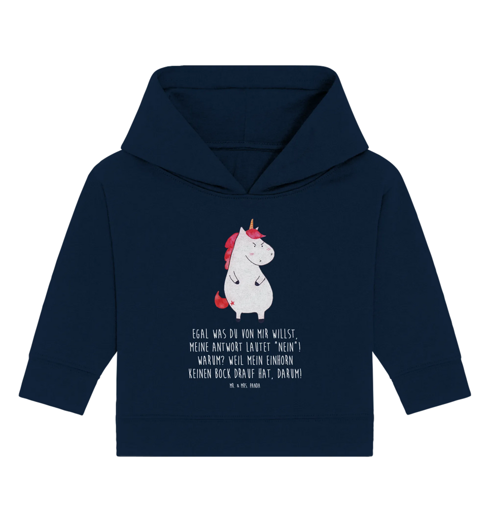 Organic Baby Hoodie Einhorn Wut Baby Kapuzenshirt, Baby Kapuzensweatshirt, Baby Hoodie, Baby Pullover, Einhorn, Einhörner, Einhorn Deko, Unicorn, Realität, Ansage, lustlos, nein, Büro, Arbeit, wütend, dumme Fragen, lustig, Spaß, Geschenk