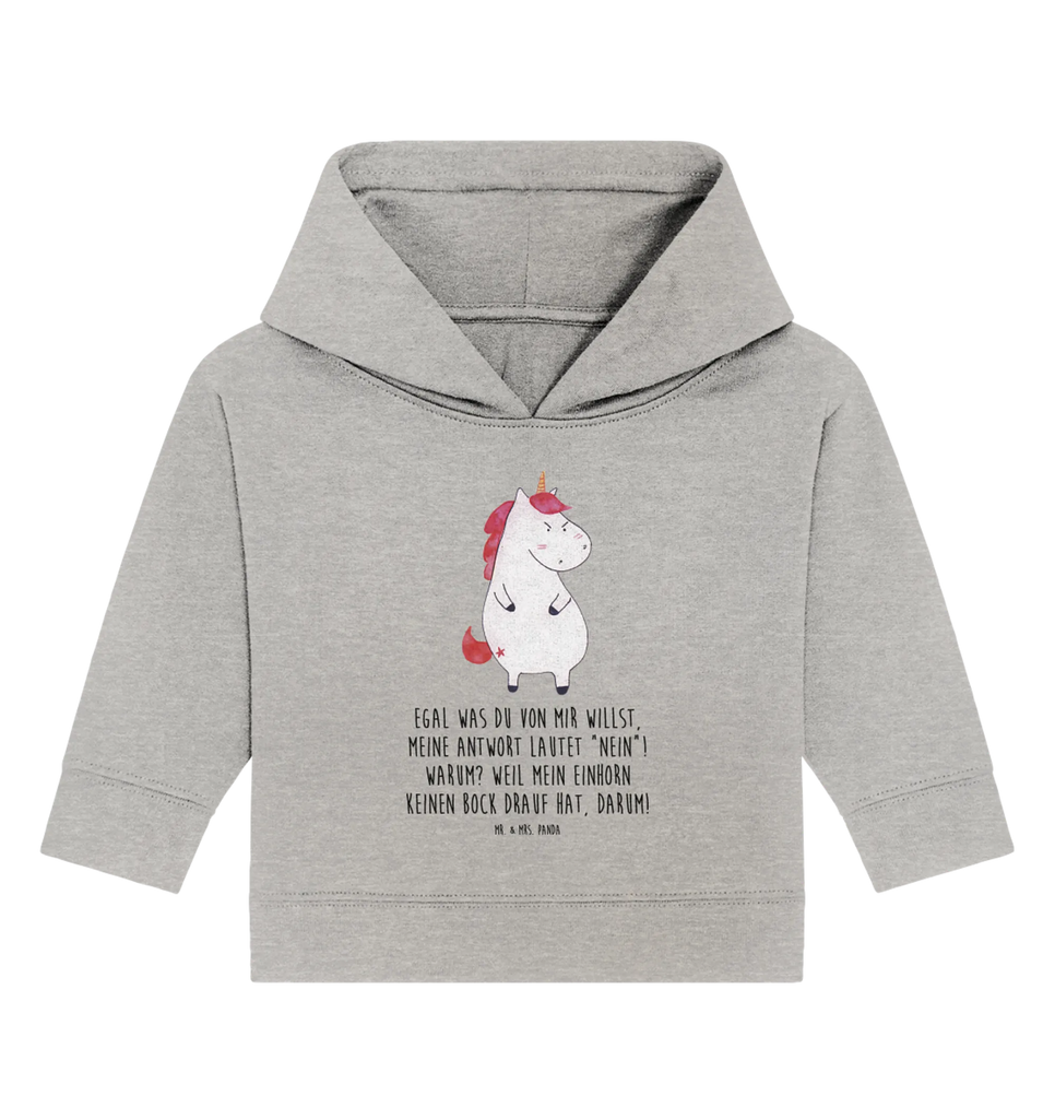 Organic Baby Hoodie Einhorn Wut Baby Kapuzenshirt, Baby Kapuzensweatshirt, Baby Hoodie, Baby Pullover, Einhorn, Einhörner, Einhorn Deko, Unicorn, Realität, Ansage, lustlos, nein, Büro, Arbeit, wütend, dumme Fragen, lustig, Spaß, Geschenk