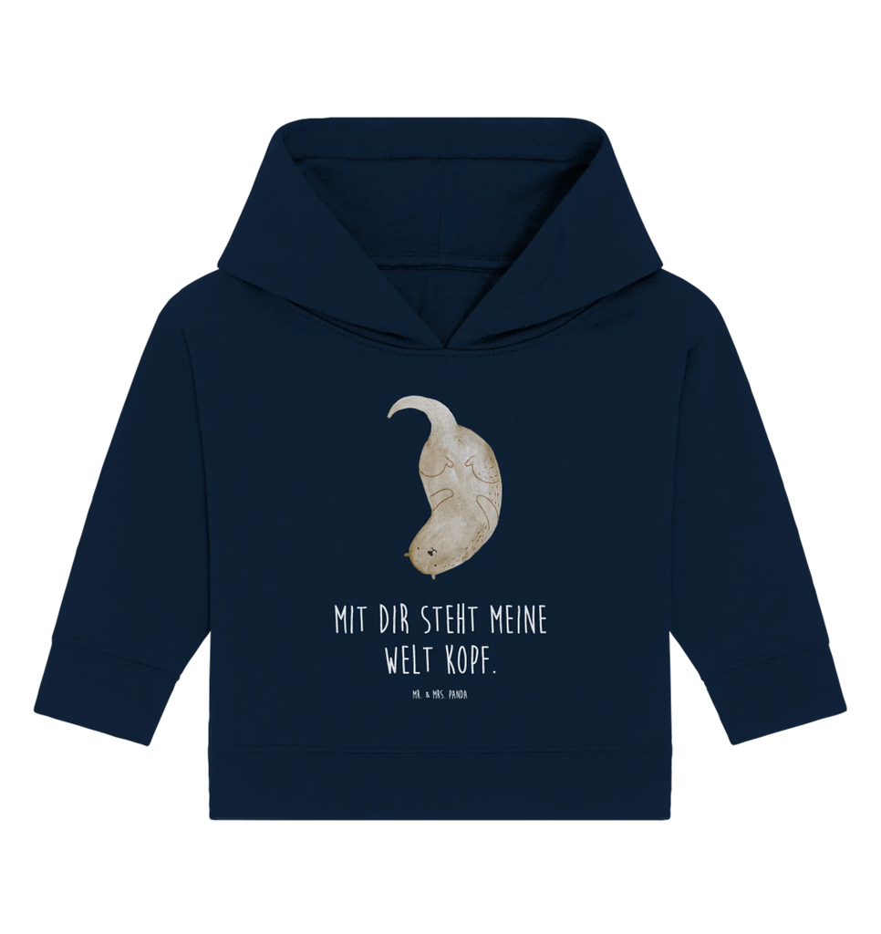 Organic Baby Hoodie Otter Kopfüber Baby Kapuzenshirt, Baby Kapuzensweatshirt, Baby Hoodie, Baby Pullover, Otter, Fischotter, Seeotter, Otter Seeotter See Otter