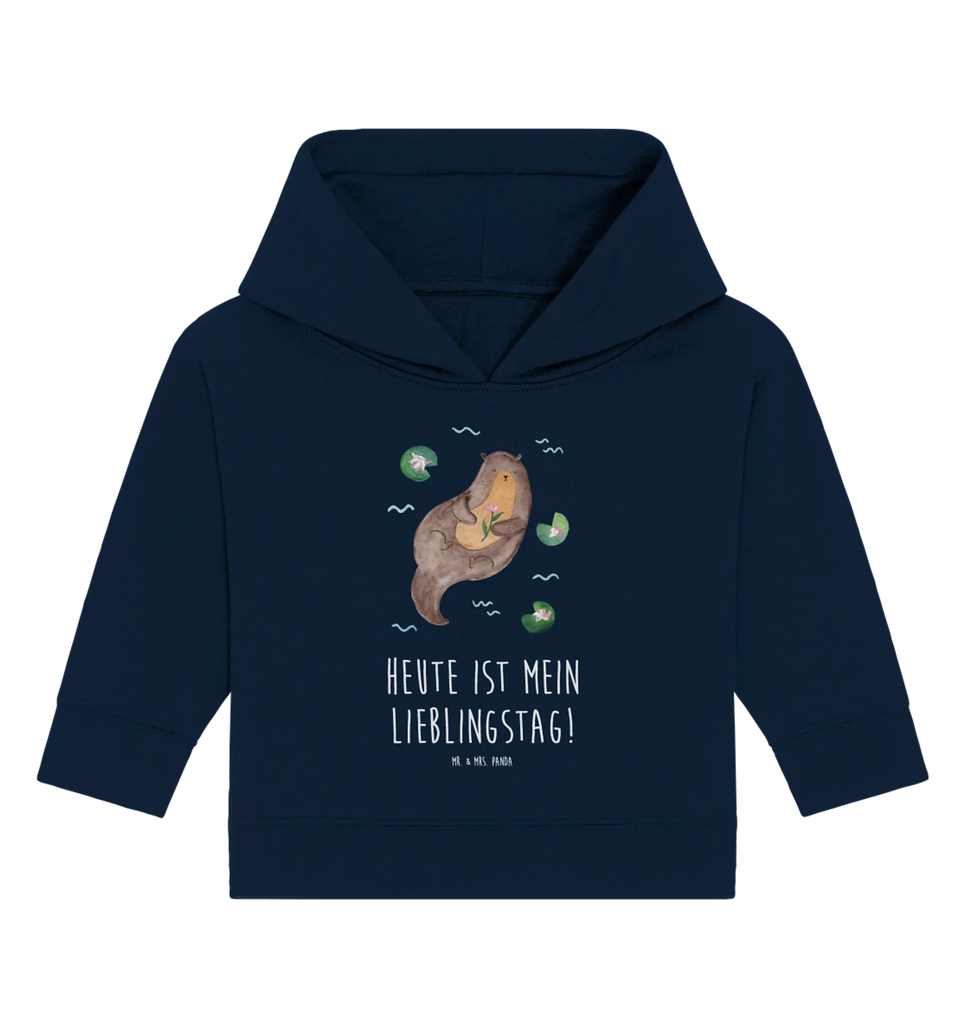 Organic Baby Hoodie Otter Seerose Baby Kapuzenshirt, Baby Kapuzensweatshirt, Baby Hoodie, Baby Pullover, Otter, Fischotter, Seeotter, Otter Seeotter See Otter