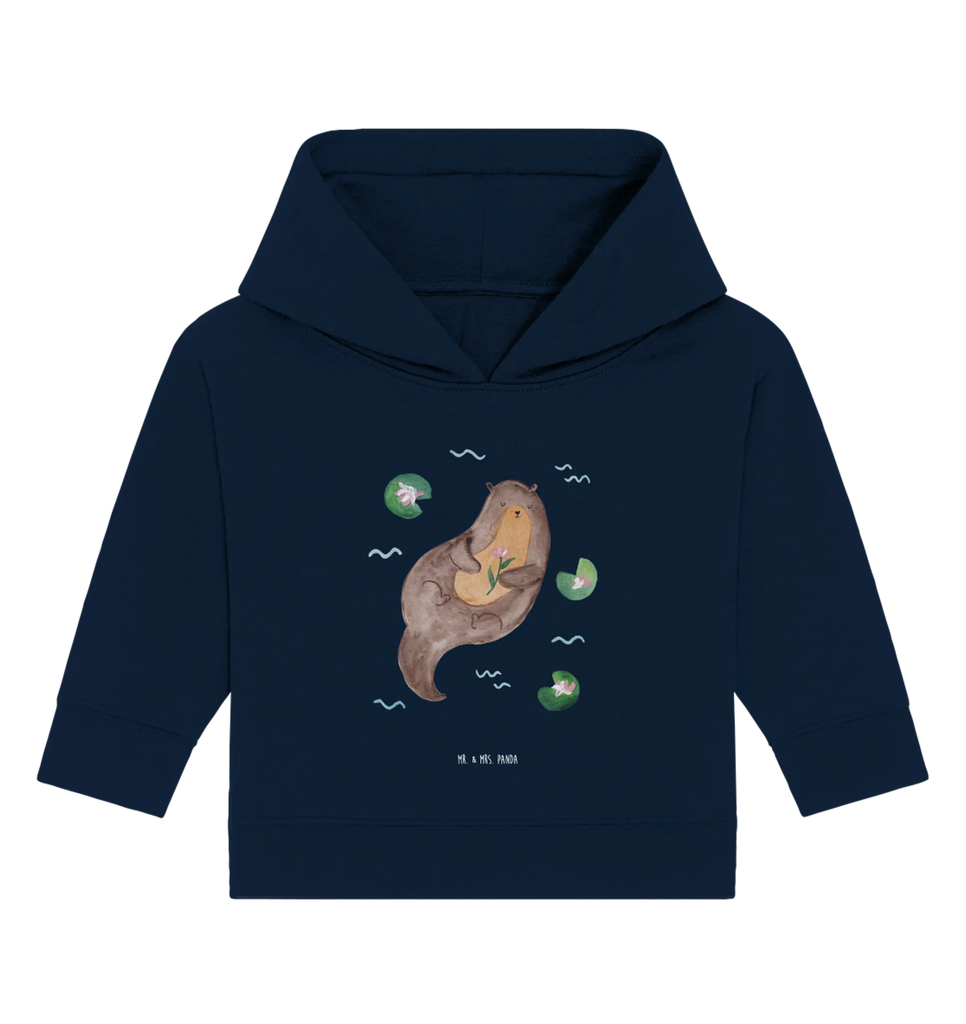 Organic Baby Hoodie Otter Seerose Baby Kapuzenshirt, Baby Kapuzensweatshirt, Baby Hoodie, Baby Pullover, Otter, Fischotter, Seeotter, Otter Seeotter See Otter