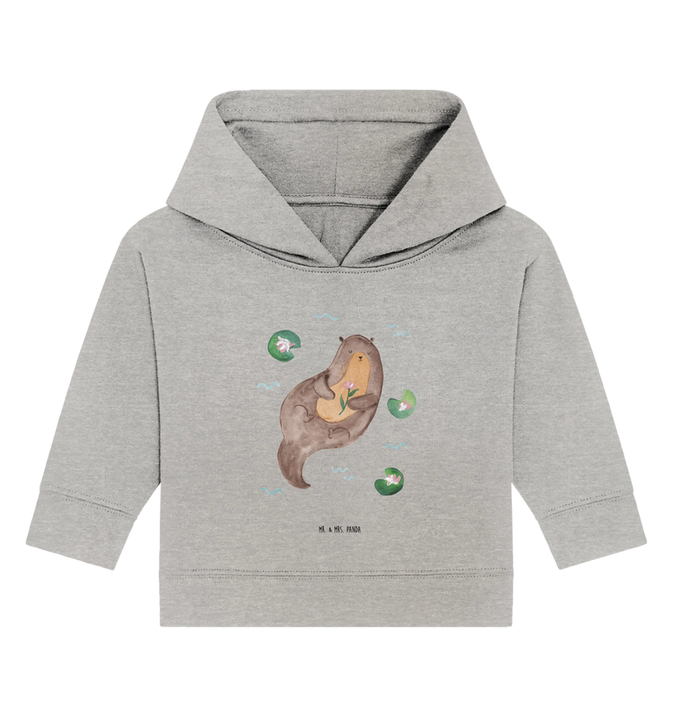 Organic Baby Hoodie Otter Seerose Baby Kapuzenshirt, Baby Kapuzensweatshirt, Baby Hoodie, Baby Pullover, Otter, Fischotter, Seeotter, Otter Seeotter See Otter