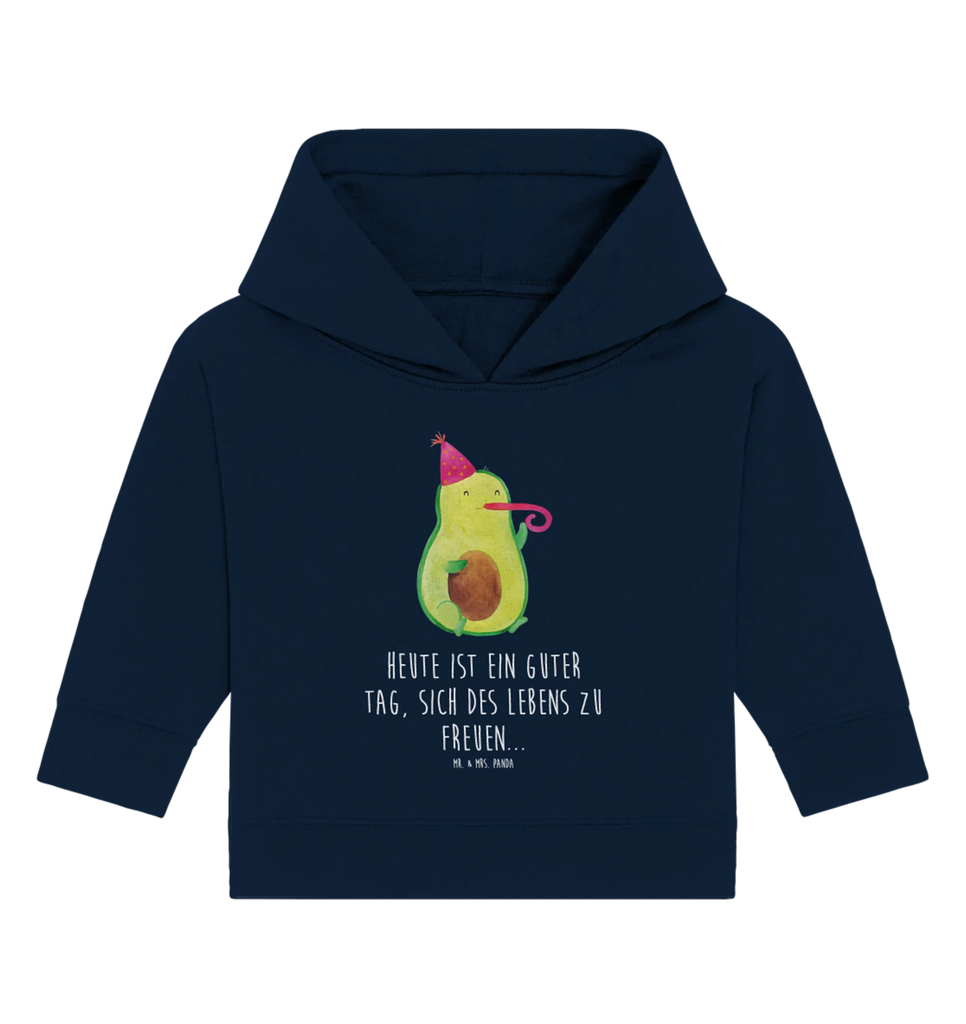 Organic Baby Hoodie Avocado Feier Baby Kapuzenshirt, Baby Kapuzensweatshirt, Baby Hoodie, Baby Pullover, Avocado, Veggie, Vegan, Gesund, Party, Feierlichkeit, Feier, Fete, Geburtstag, Gute Laune, Tröte