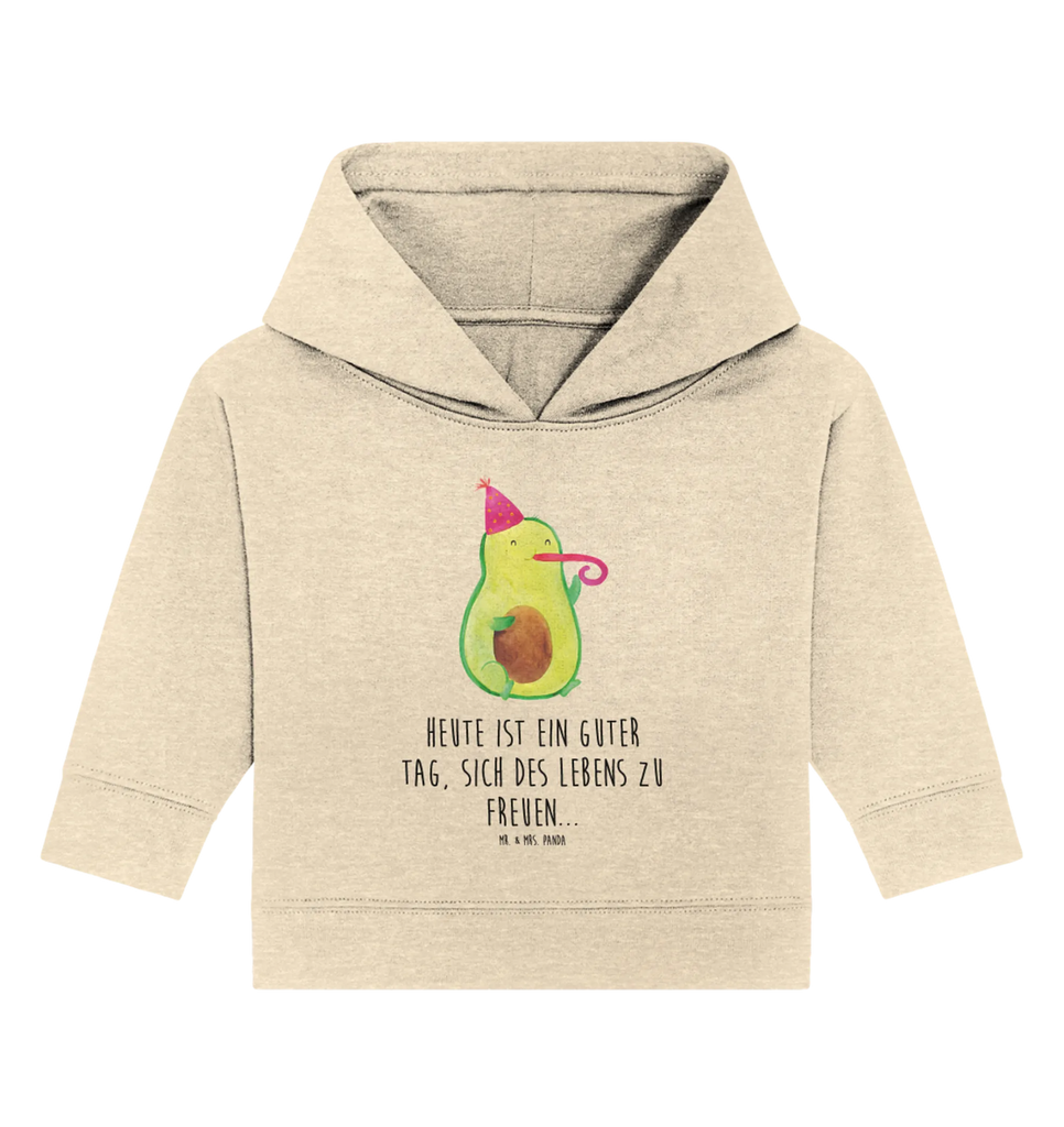 Organic Baby Hoodie Avocado Feier Baby Kapuzenshirt, Baby Kapuzensweatshirt, Baby Hoodie, Baby Pullover, Avocado, Veggie, Vegan, Gesund, Party, Feierlichkeit, Feier, Fete, Geburtstag, Gute Laune, Tröte