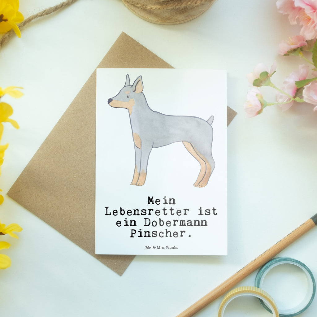 Grußkarte Dobermann Pinscher Lebensretter Grußkarte, Klappkarte, Einladungskarte, Glückwunschkarte, Hochzeitskarte, Geburtstagskarte, Karte, Ansichtskarten, Hund, Hunderasse, Rassehund, Hundebesitzer, Geschenk, Tierfreund, Schenken, Welpe, Dobermann Pinscher