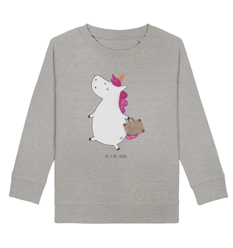 Organic Kinder Pullover Einhorn Koffer Kinder Pullover, Kinder Sweatshirt, Jungen, Mädchen, Einhorn, Einhörner, Einhorn Deko, Pegasus, Unicorn, unicorn, Koffer, Verreisen, Reise, Gepäck, Abenteuer, Erwachsen, Kind, albern, Spaß, lustig, witzig