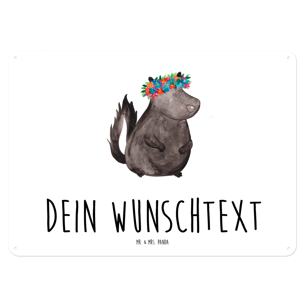 Personalisiertes Blechschild Stinktier Blumenmaedchen Blechschild, Metallschild, Geschenk Schild, Schild, Magnet-Metall-Schild, Deko Schild, Wandschild, Wand-Dekoration, Türschild, Stinktier, Skunk, Wildtier, Raubtier, Stinker, Stinki, Yoga, Namaste, Lebe, Liebe, Lache