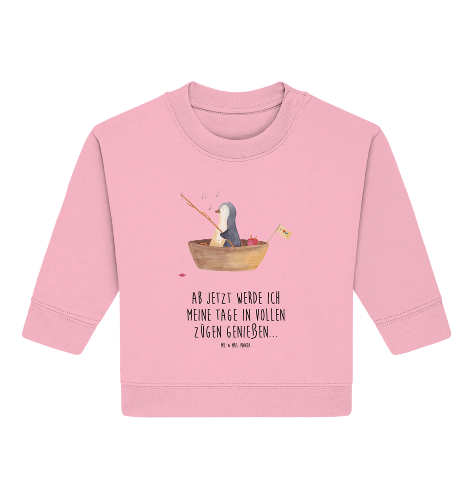 Organic Baby Pullover Pinguin Angelboot Baby Bullover, Baby Sweatshirt, Pinguin, Pinguine, Angeln, Boot, Angelboot, Lebenslust, Leben, genießen, Motivation, Neustart, Neuanfang, Trennung, Scheidung, Geschenkidee Liebeskummer