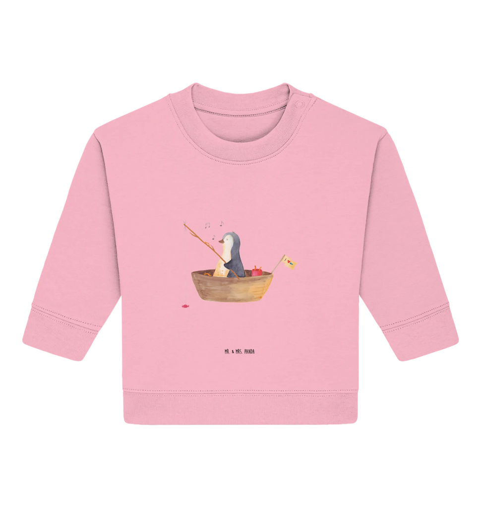 Organic Baby Pullover Pinguin Angelboot Baby Bullover, Baby Sweatshirt, Pinguin, Pinguine, Angeln, Boot, Angelboot, Lebenslust, Leben, genießen, Motivation, Neustart, Neuanfang, Trennung, Scheidung, Geschenkidee Liebeskummer