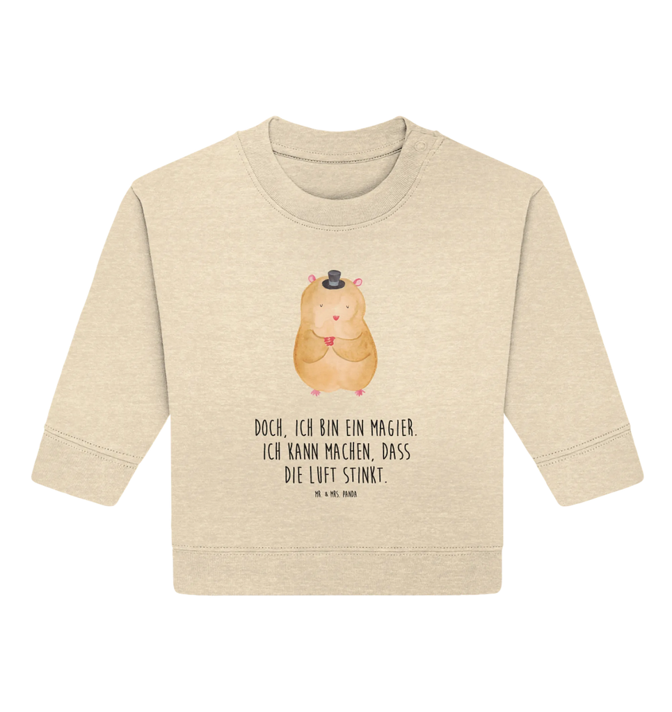 Organic Baby Pullover Hamster Hut Baby Bullover, Baby Sweatshirt, Tiermotive, Gute Laune, lustige Sprüche, Tiere, Hamster, Hut, Magier, Zylinder, Zwerghamster, Zauberer