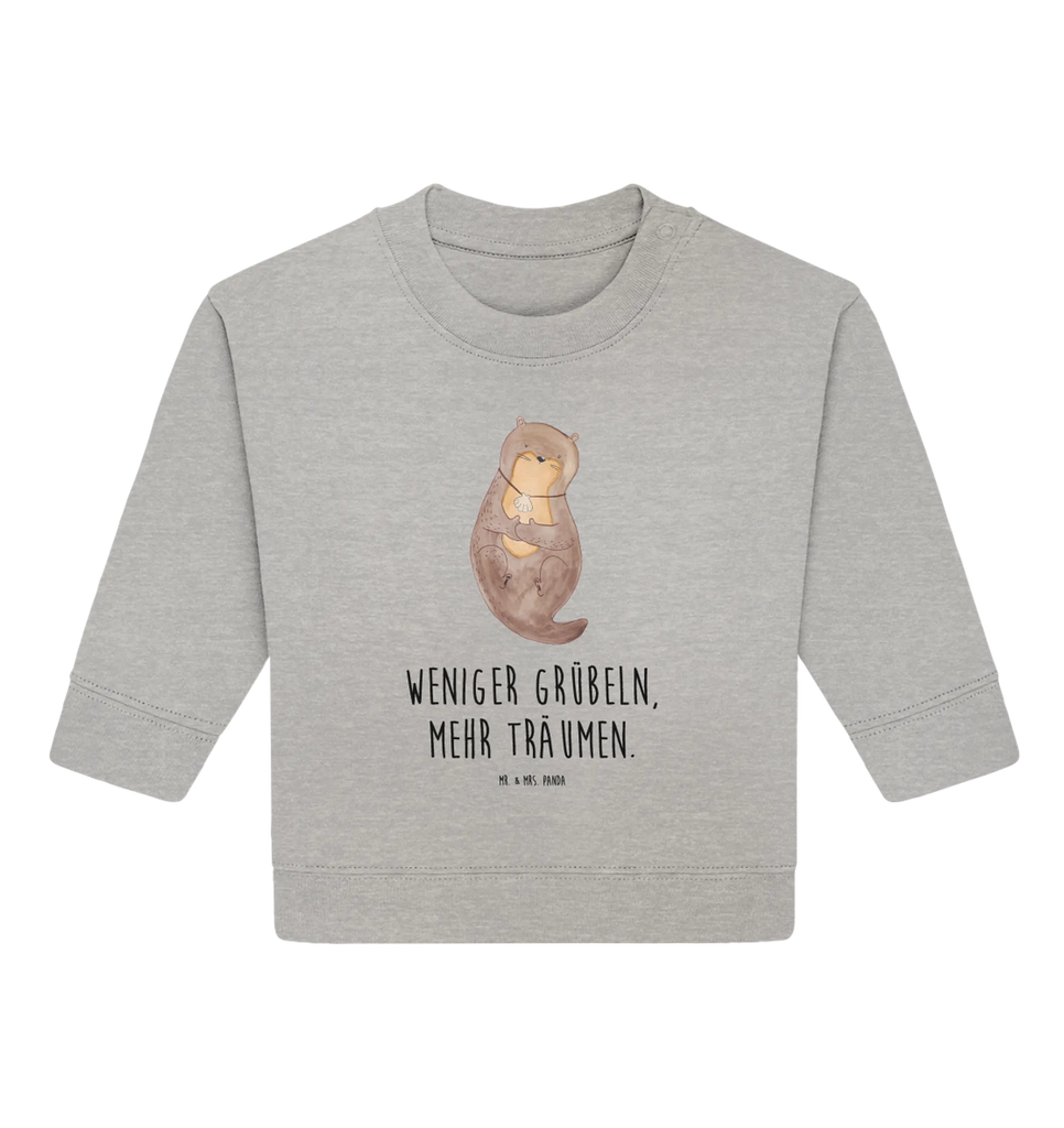 Organic Baby Pullover Otter Muschel Baby Bullover, Baby Sweatshirt, Otter, Fischotter, Seeotter, Otterliebe, grübeln, träumen, Motivation, Tagträumen, Büro