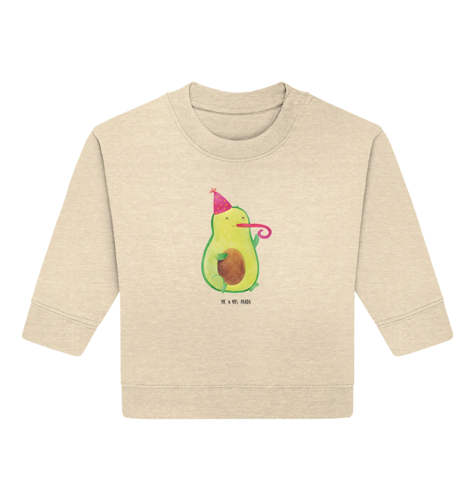 Organic Baby Pullover Avocado Feier Baby Bullover, Baby Sweatshirt, Avocado, Veggie, Vegan, Gesund, Party, Feierlichkeit, Feier, Fete, Geburtstag, Gute Laune, Tröte