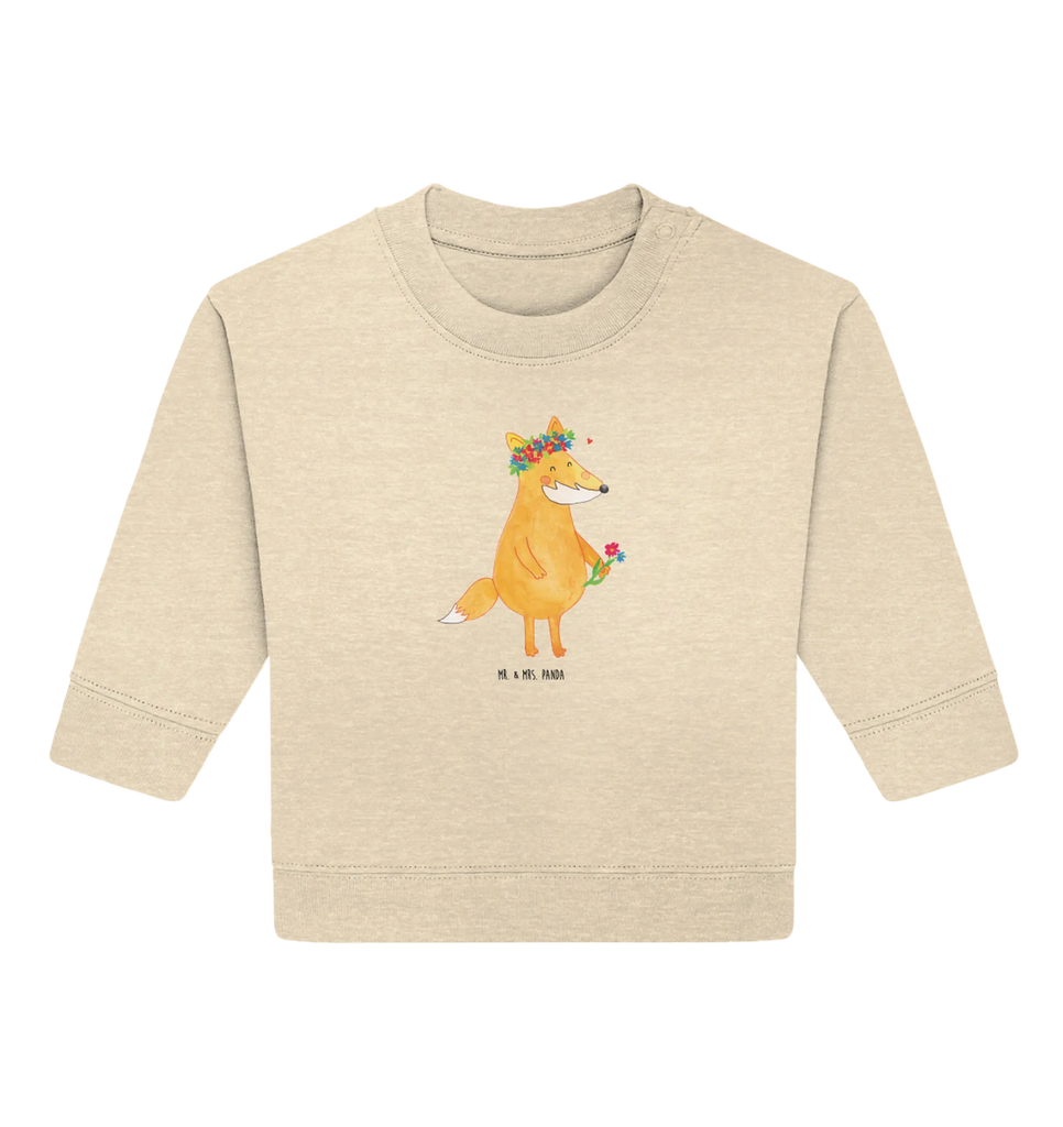 Organic Baby Pullover Fuchs Blumen Baby Bullover, Baby Sweatshirt, Fuchs, Füchse, Fox, Liebe, Freundin, Fuchsmädchen, Blumenmädchen, Freundinnen, Liebesbeweis, Blume, Blumen, Motivation, Freude, ich, mich, Selbstliebe