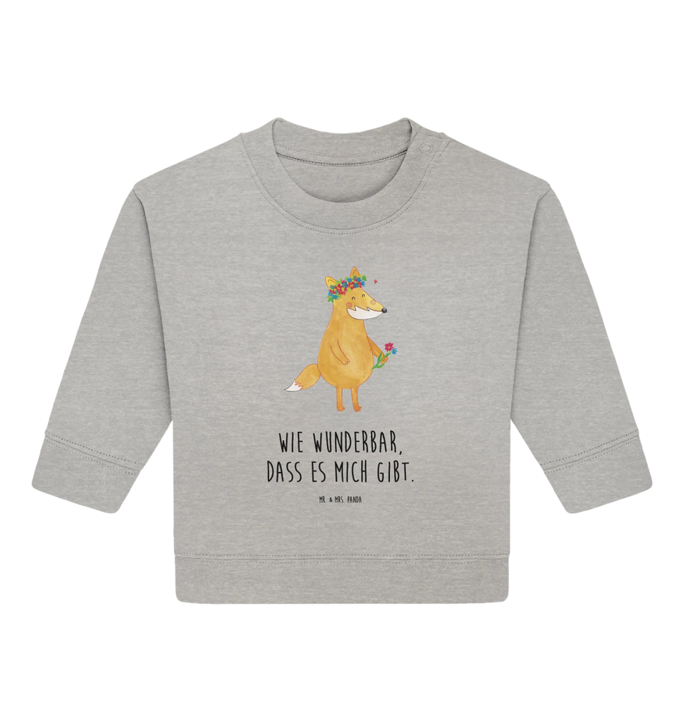 Organic Baby Pullover Fuchs Blumen Baby Bullover, Baby Sweatshirt, Fuchs, Füchse, Fox, Liebe, Freundin, Fuchsmädchen, Blumenmädchen, Freundinnen, Liebesbeweis, Blume, Blumen, Motivation, Freude, ich, mich, Selbstliebe