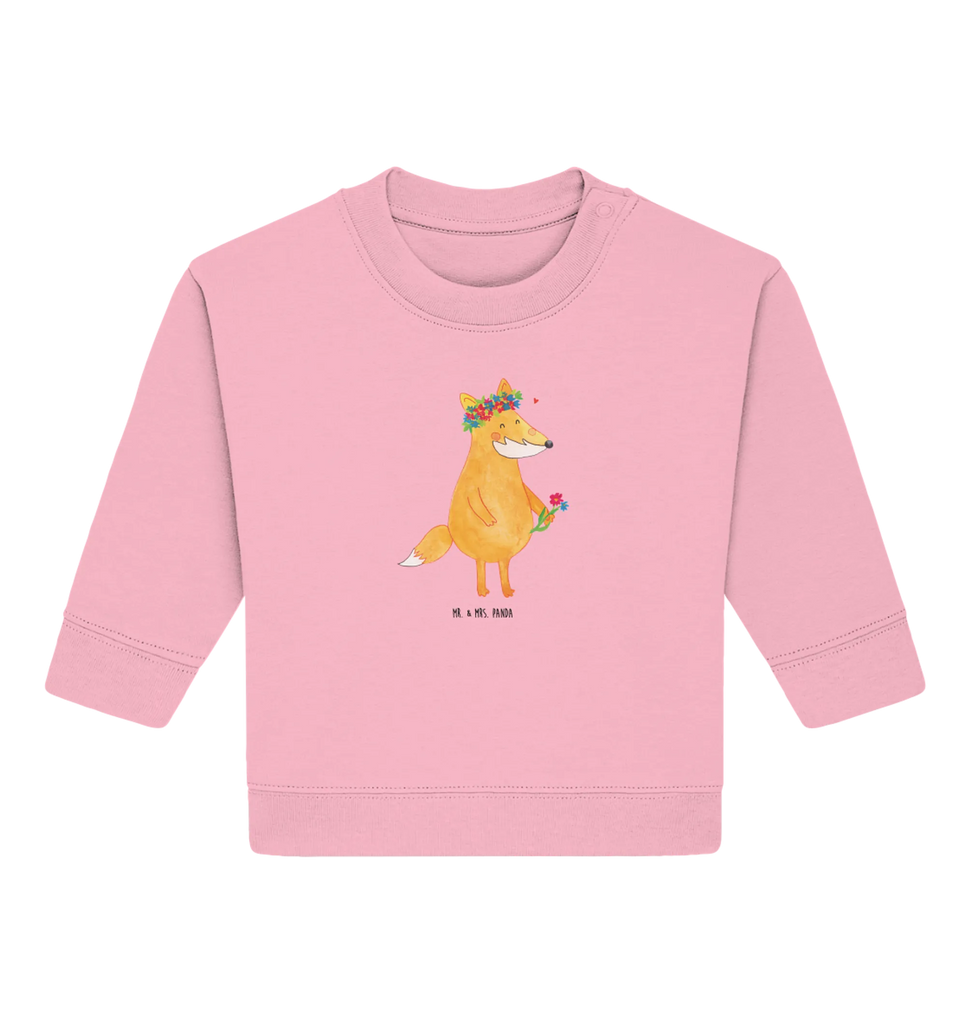 Organic Baby Pullover Fuchs Blumen Baby Bullover, Baby Sweatshirt, Fuchs, Füchse, Fox, Liebe, Freundin, Fuchsmädchen, Blumenmädchen, Freundinnen, Liebesbeweis, Blume, Blumen, Motivation, Freude, ich, mich, Selbstliebe