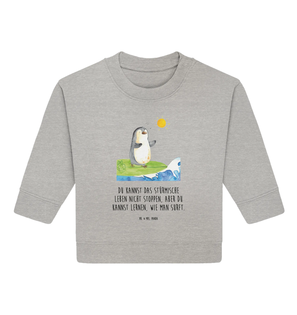 Organic Baby Pullover Pinguin Surfer Baby Bullover, Baby Sweatshirt, Pinguin, Pinguine, surfen, Surfer, Hawaii, Urlaub, Wellen, Wellen reiten, Portugal