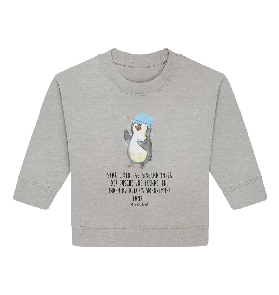 Organic Baby Pullover Pinguin Duschen Baby Bullover, Baby Sweatshirt, Pinguin, Pinguine, Dusche, duschen, Lebensmotto, Motivation, Neustart, Neuanfang, glücklich sein